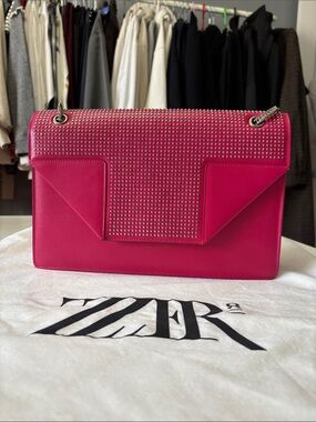 Saint Laurent Paris Fuchsia Betty Studded Leather Convertible Shoulder Bag